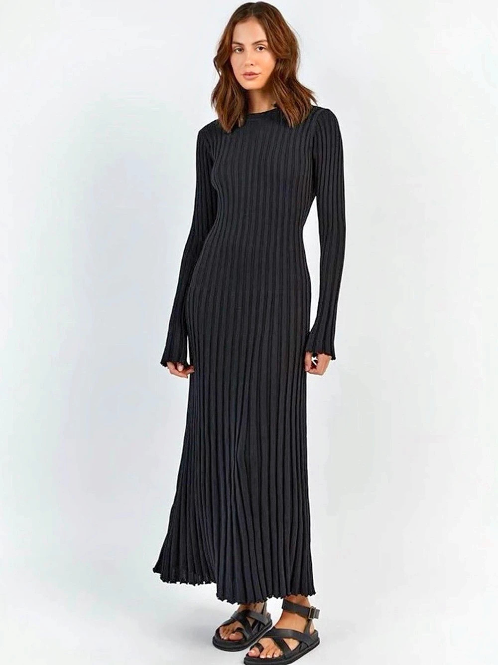 DISSH Ada Dress Black Pleated Maxi Dress